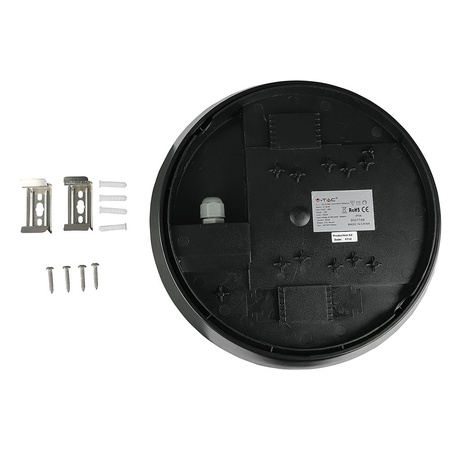 Stropní svítidlo LED Plafond 12W 3000K 840lm IP66 kulaté s mikrovlnným senzorem černé VT-8008 V-TAC