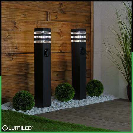 Venkovní zahradní lampa E27, LED se zásuvkou sloupek 60cm TAXUS 2 LUMILED