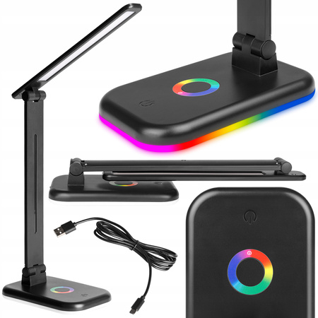 Stolní nastavitelná lampa na noční stolek ALMA LED 12W 960lm CCT + RGB stmívatelná černá MasterLED