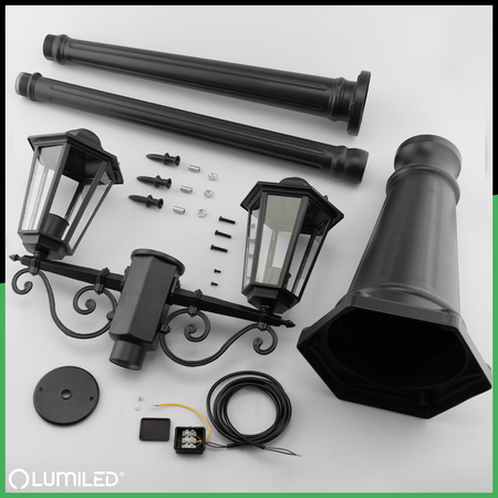 Venkovní zahradní lampa E27, LED sloupek lucerna 200cm BELLIS LUMILED