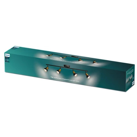 Reflektorové stropní svítidlo 4x GU10 černá-měděný vodič Philips