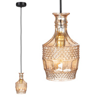 Jantarová stropní závěsná lampa GLASS Karafa Přesah pro LED E27 Crystal