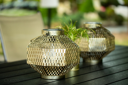 LED solární lampa Lucerna zahradní vlákno LANTERN závěsná kovová měď