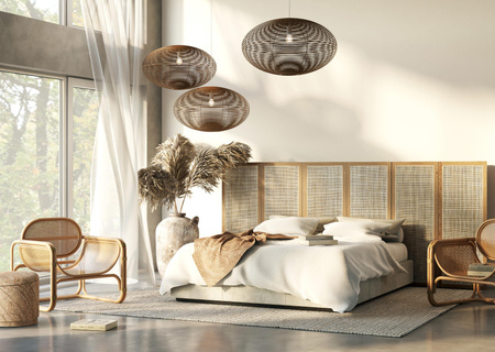 E27 Bílá skandinávská závěsná stropní lampa RATTAN M 11154 Nowodvorski