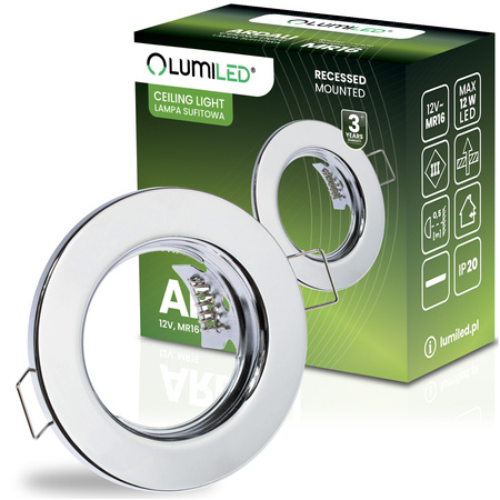 Halogenová Podhledové svítidlo GU10, MR16 Stálá Kulatá Chrom Plech ARDALI LUMILED