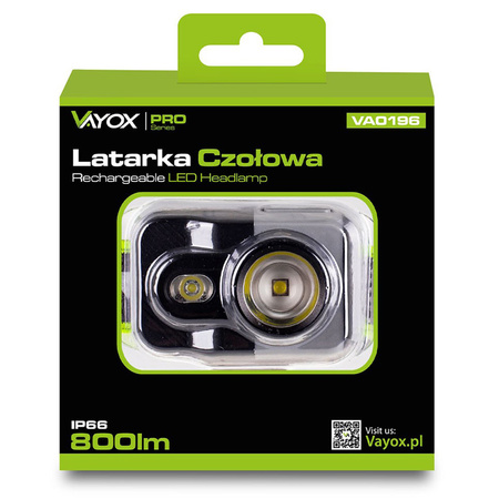 Dobíjecí čelovka 800LM CREE + SMD PRO SERIES VA0196 VAYOX