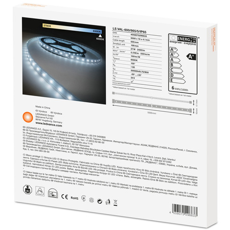 LED pásek 24V 27W 300LED Cold IP65 5m Ledvance