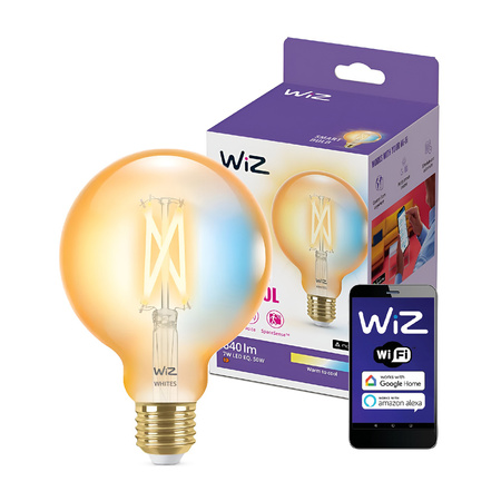 LED žárovka E27 G95 7W = 50W Filament Amber SMART WiFi WiZ