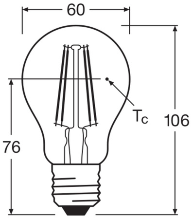 LED žárovka A60 E27 7W = 60W 806lm 2700K teplá bílá FILAMENTNÍ STMÍVATELNÁ LEDVANCE