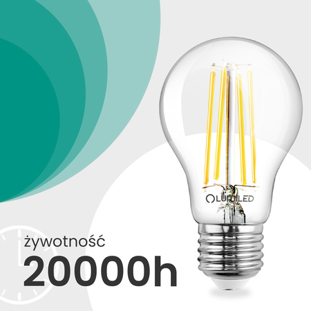 6x LED žárovka E27 A60 4,9W 1055lm = 75W 4000K neutrální bílá 360° vlákno energetická třída A SVÍTÍCÍ