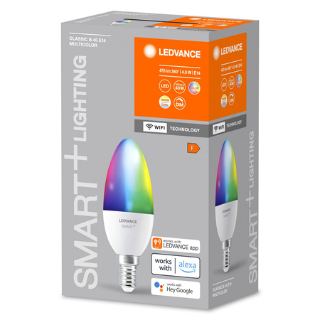 E14 B40 LED žárovka 4.9W 470lm RGBW SMART+ WiFi stmívatelná svíčka LEDVANCE