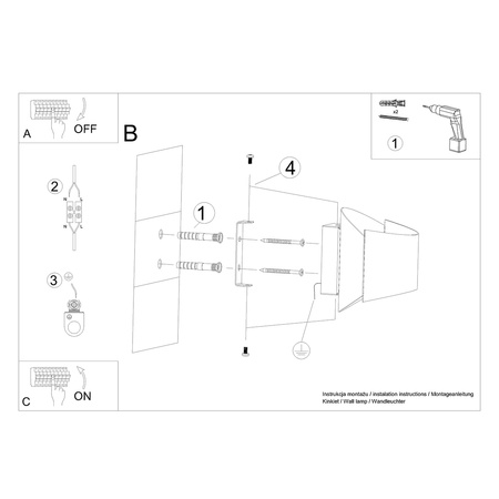 Nástěnné svítidlo TONI G9 Black Modern SOLLUX
