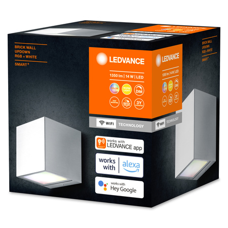 Inteligentní fasádní nástěnné svítidlo LEDVANCE WIFI SMART+ BRICK WALL SILVER GRY 14W 550 lm LEDVANCE