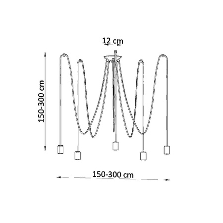 EDISON 5xE27 Pavoučí lustr Závěsné stropní svítidlo Loft Black SOLLUX