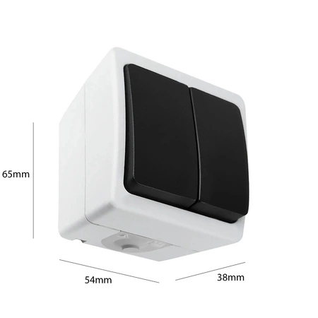 Hermetický spínač Spínač Dvojitý povrchový svícen AQUATIC MINI IP54 ORNO Bílá - Černá