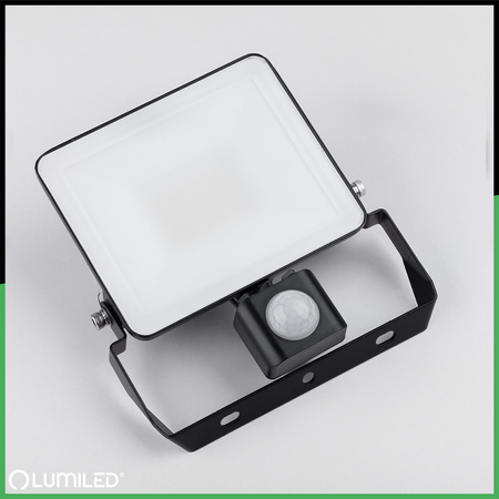 LED reflektor AZZLER 20W 2400lm 4000K IP44 Halogenová venkovní lampa se senzorem pohybu černá LUMILED