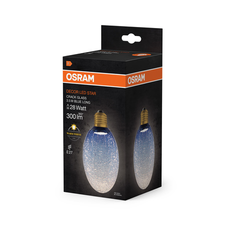 LED žárovka E27 Oval Frost 3,5W 300lm 2700K teplá bílá Decorative Blue Osram
