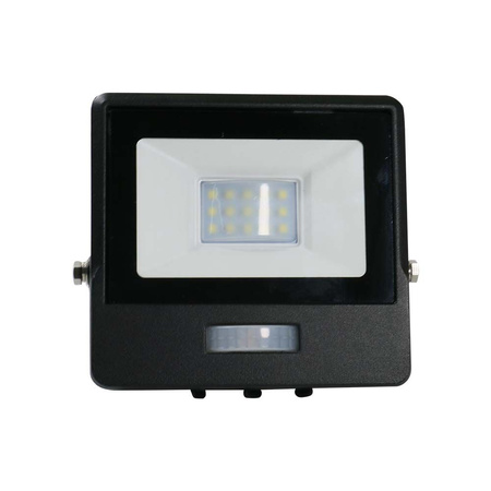 Reflektor LED 10W 735lm 6500K IP65 Černá s tlumičem. pohybovým senzorem a funkcí CUT-OFF Samsung Chip VT-118S-B V-TAC