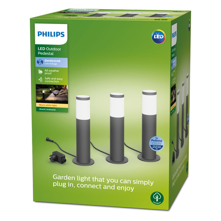 Základní sada PEDESTAL GardenLink svítidel 3x6W 12V 2700K IP44 Antracit PHILIPS
