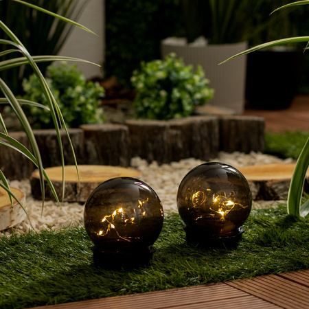 LED solární zahradní lampa ozdobná koule s hroty 3000K IP44 10cm
