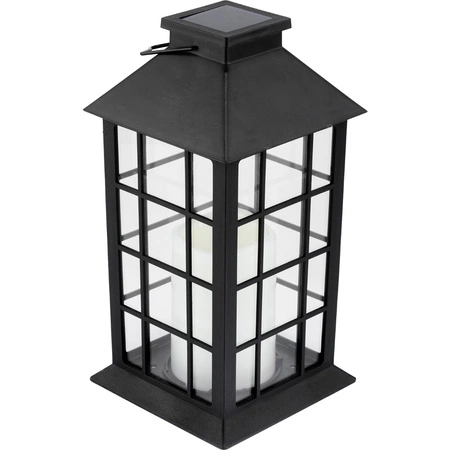 LED solární zahradní lucerna závěsná 32cm černá