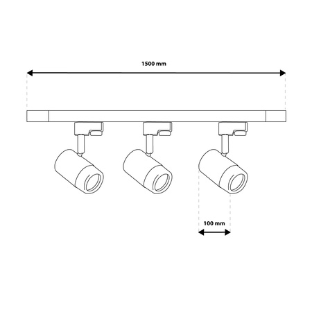 Osvětlovací lišta 1.5m + 3x reflektor lištový, GU10 Bílý Zlatý SAGI LUMILED