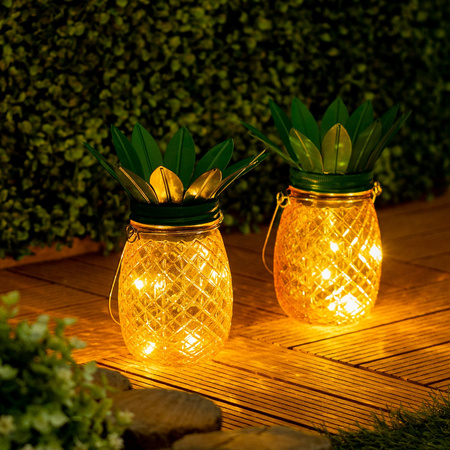Zahradní lampa LED Solární lucerna Závěsná nádoba ANANAS Glass 3000K