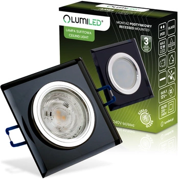 Skleněné Halogenová Podhledové svítidlo GU10, MR16 Stálá Čtvercová Černá ARIEL LUMILED