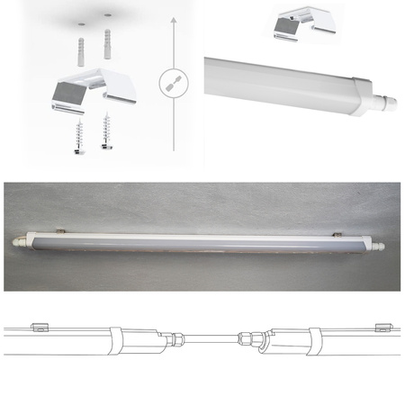 Hermetická LED dílenská lampa 120cm Garáž 60W 4000K Voděodolná TERRA LUMILED