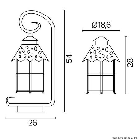 Venkovní stojací zahradní lampa POST Toledo K 4011/1/R E27 54cm Su-Ma