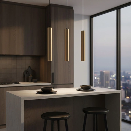 Stropní závěsné svítidlo 3x GU10 zlaté LUNGOMARE Sanico Goldlux