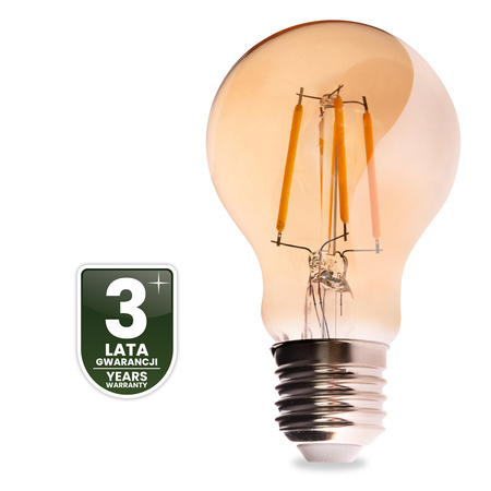 LED žárovka E27 A60 4W 470LM = 40W 2000K teplá bílá 360° Filament Amber LUMILED
