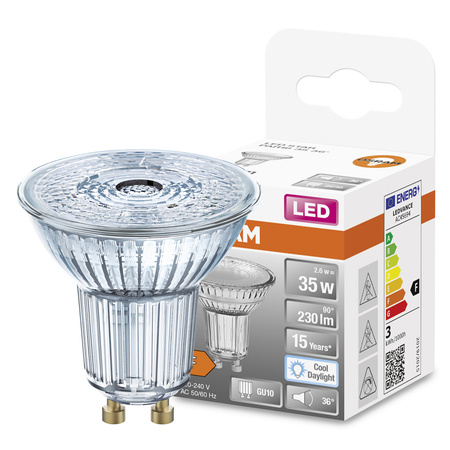 LED žárovka PAR16 reflektor GU10 2,6W = 35W 230lm 6500K studená bílá 36° STAR Osram