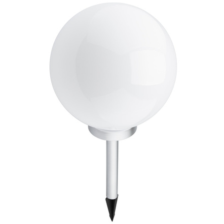 LED solární zahradní lampa zapuštěná RGB koule 30 cm bílá a stříbrná + dálkové ovládání VOLTENO