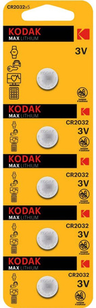 KODAK CR-2032 DL-2032 3V knoflíkové baterie Blistr 5 kusů