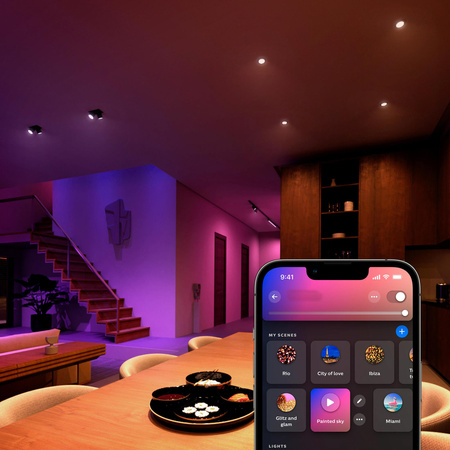 3x LED GU10 4,2W CCT RGB PHILIPS HUE White & COLOR Ambiance Bluetooth Zigbee žárovka + Hue Bridge + stmívač