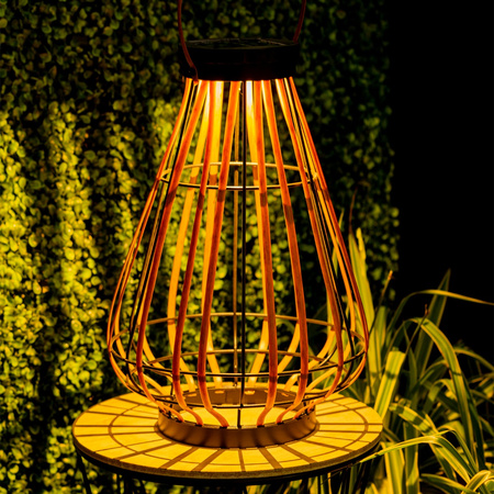 LED solární lampa Venkovní zahradní stojací závěsná lucerna 3000K IP44 37cm soumrakový senzor