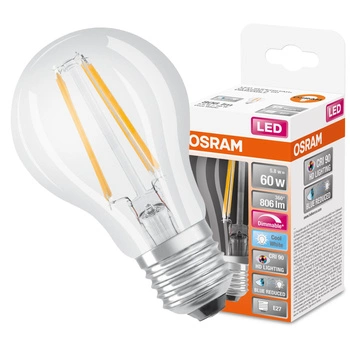 LED žárovka E27 A60 5,8W = 60W 806lm 4000K Neutrální 300° CRI90 Stmívatelné vlákno OSRAM SUPER STAR+