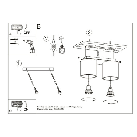 Svítidlo pro povrchovou montáž ORBIS 2 2xGU10 Tuba Minimalist Grey SOLLUX