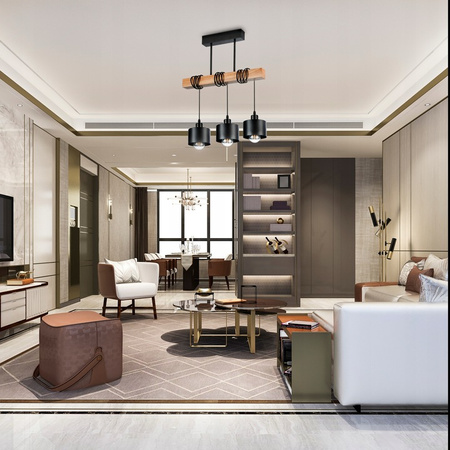 Masterled Stropní svítidlo 3x E27 Černohnědá závěsná lampa Elza