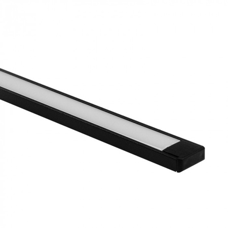 LED povrchový hliníkový profil černý 1m s mléčným stínítkem pro LED pásky + koncovky Ecolight řady N