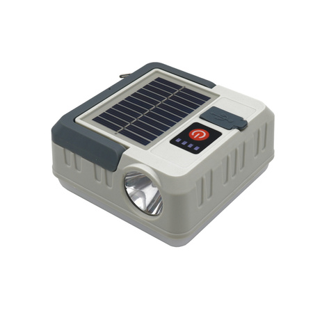 Solární kempingová lampa 1W 100lm 8000lmK studená šedá IPX4 se soumrakovým senzorem Sanico Goldlux