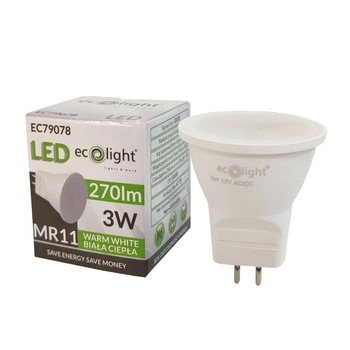 LED žárovka MR11 3W 270lm 3000K Teplá bílá 120° 12V ECOLIGHT