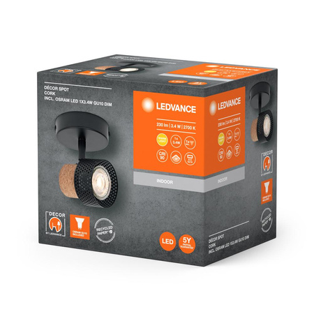 LED stropní nástěnné svítidlo Nástěnná povrchová montáž 3,4 W 230lm 3000K Teplé stmívatelné dekorativní černé bodové svítidlo Ledvance