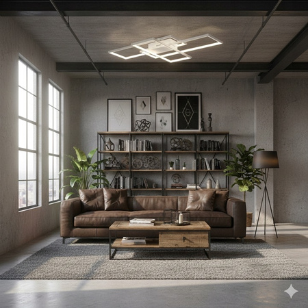 Geometrické stropní svítidlo PLAFON LED lustr 130W 3000K-6500K bílá + dálkový ovladač