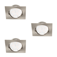 Sada 3x TRIBIS II GU10 PAR16 10W Čtvercové svítidlo pro zapuštěnou montáž Pohyblivé chromované matné + žárovka GU10 400lm 3000K Warm KANLUX