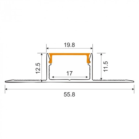 Hliníkový LED profil pro sádrokarton REGIPS široký pod dlaždice eloxovaný 1m s mléčným stínítkem pro LED pásky + krytky GNS Ecolight series