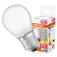LED žárovka E27 P45 2,8W = 25W 250lm 2700K teplé 320° vlákno stmívatelné OSRAM SUPER STAR