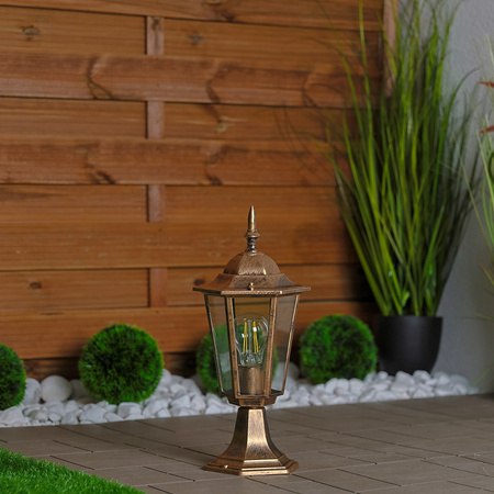 Venkovní zahradní lampa E27, LED nízký sloupek, lucerna, 40cm, Patina, BELLIS LUMILED