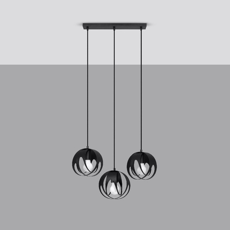 LED závěsné stropní svítidlo TULOS 3L 3xE27 černé SOLLUX